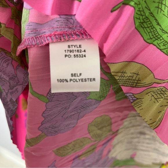 Current Air Botanical Motif Floral Pleated Midi Dress Pink Size Medium - Picture 7 of 8